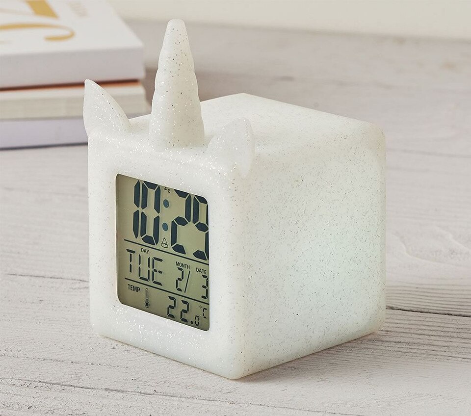 Light Up Silver Unicorn Digital Clock Pottery Barn Kids Australia